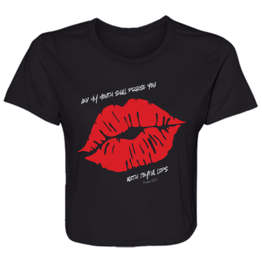 My Mouth Shall Praise You - Ladies' Flowy Cropped Tee