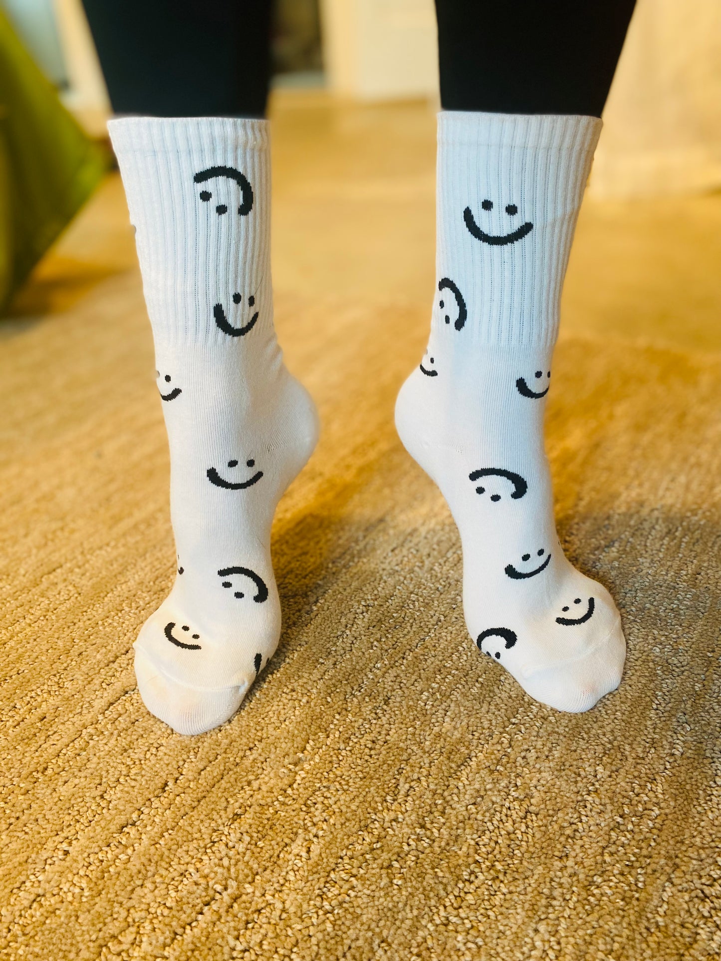 Smiley face crew socks